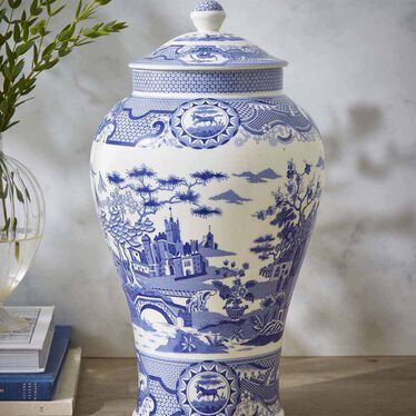 Blue Italian Gothic Castle Vase